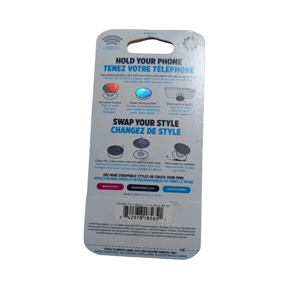 T5-N PopSockets: PopGrip with Swappable Top‎ for Phones - Block Glitter Pink